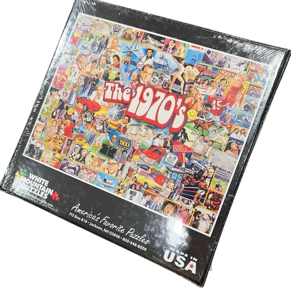 The 1970s 1000 Piece Jigsaw Puzzle Pop Culture Collage Sealed New White Mountain